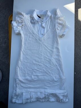 C. Luce White Layered Ruffle Mini Dress